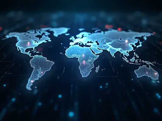 What Is AnyDesk — Global digital map showing worldwide remote access connections