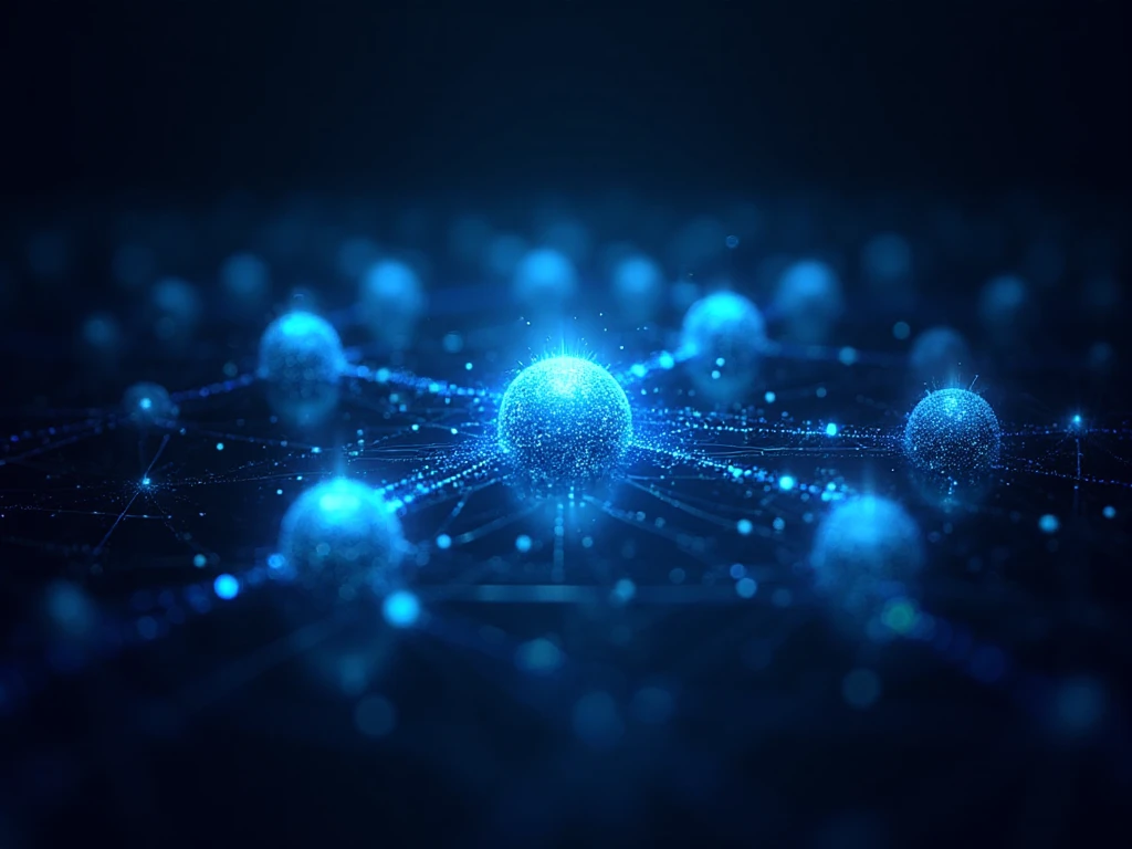 Abstract glowing blue network nodes symbolizing Malwarebytes Free for Mac 2025 protection system